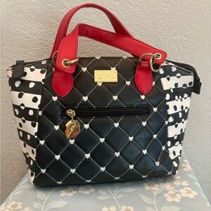 Betsey Johnson Black and Red Quilted Satchel